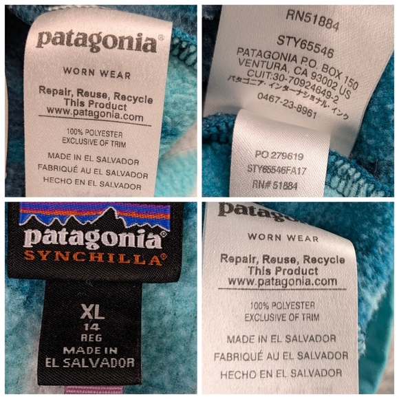 Patagonia Synchilla Snap-T Fleece Pullover XL Teal Geo Pattern F257 - Picture 10 of 11